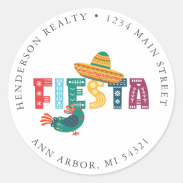 Adressetikett för mottagningsadress för mexikansk runt klistermärke