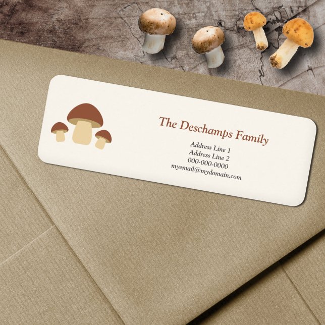 Adressetikett för Mushroom-returadress Returadress Etikett (Mushroom Return Address Label Sticker)