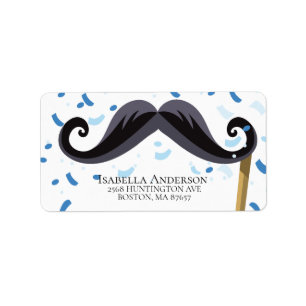 Adressetikett för Mustache Boys Baby Shower