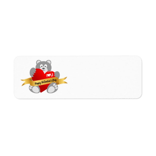 Adressetikett för nalle på Alla hjärtans dag Returadress Etikett (Framsidan)