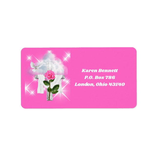 Adressetikett för omdirigering av rosa (Framsidan)