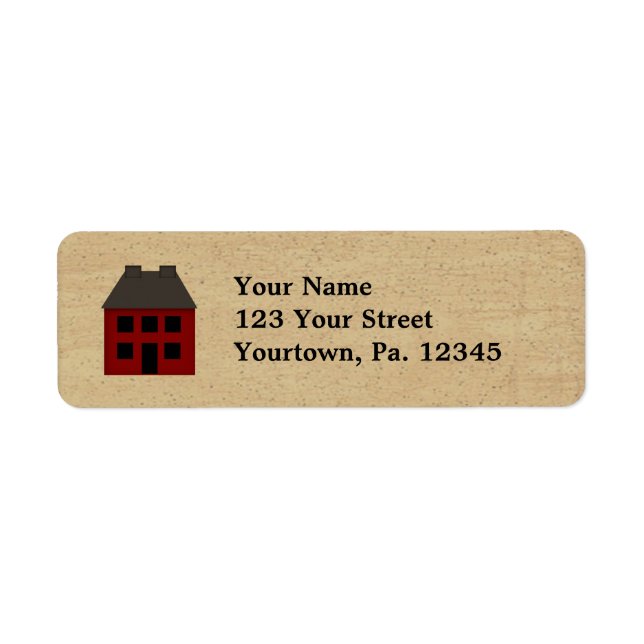Adressetikett för primitiv kammare returadress etikett (Framsidan)