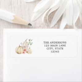 Adressetikett för Pumpkins and Rosa  Flowers Returadress Etikett