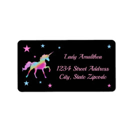 Adressetikett för Rainbow Unicorn and Stars
