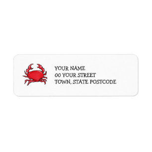 Adressetikett för Red Crab Return Returadress Etikett