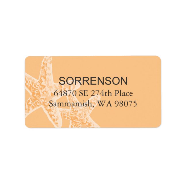 Adressetikett för retur för stjärnfisk (Framsidan)