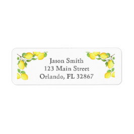 Adressetikett för returadress för vattenfärg-Lemon Returadress Etikett