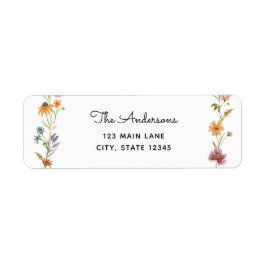 Adressetikett för returadress för Wildblomma Etikett