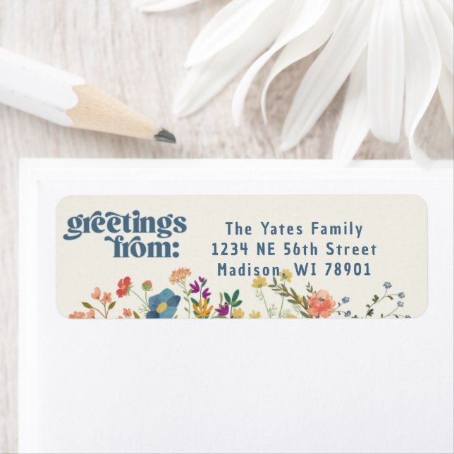 Adressetikett för returadress för Wildblomma Returadress Etikett (Insitu)
