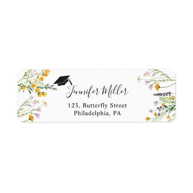 Adressetikett för returadress för Wildblommor Stud Returadress Etikett (Framsidan)