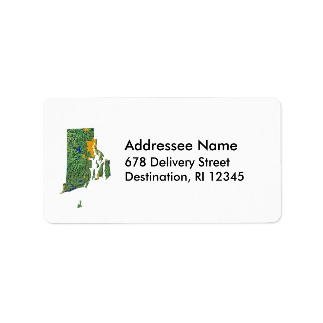 Adressetikett för rhode island Karta (Framsidan)