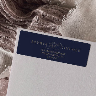 Adressetikett för Romantisk flotta Calligraphy Ret Returadress Etikett