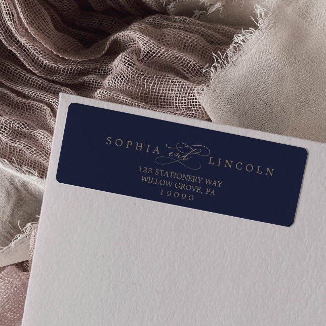 Adressetikett för Romantisk flotta Calligraphy Ret Returadress Etikett (Skapare uppladdad)