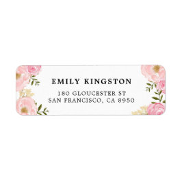 Adressetikett för Rosa för vattenfärg Returadress Etikett
