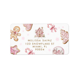 Adressetikett för rosa julcookies