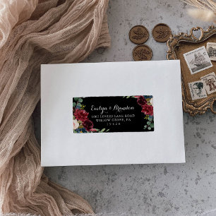 Adressetikett för Rustic Black Botanical Bröllop O