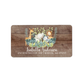 Adressetikett för Rustic Jungle Animal Baby Shower
