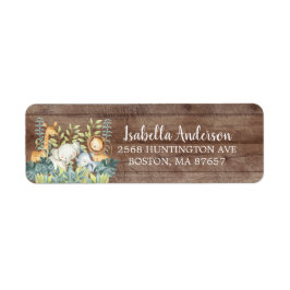 Adressetikett för Rustic Jungle Animal Baby Shower Returadress Etikett