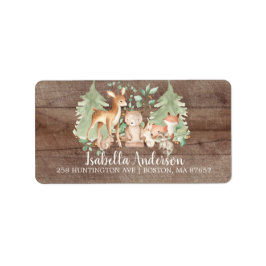 Adressetikett för Rustic Woodland Animals Baby Sho