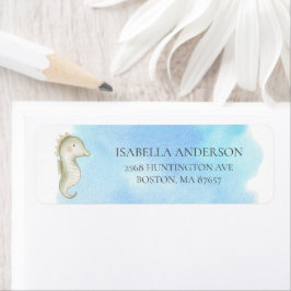 Adressetikett för Sea Horse Baby Shower Returadress Etikett
