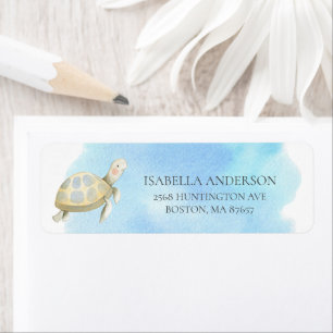 Adressetikett för Sea Turtle Baby Shower Returadress Etikett