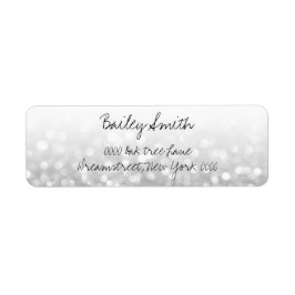 Adressetikett för silver Glitter Returadress Etikett