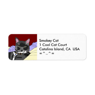Adressetikett för Smokey Cat Returadress Etikett