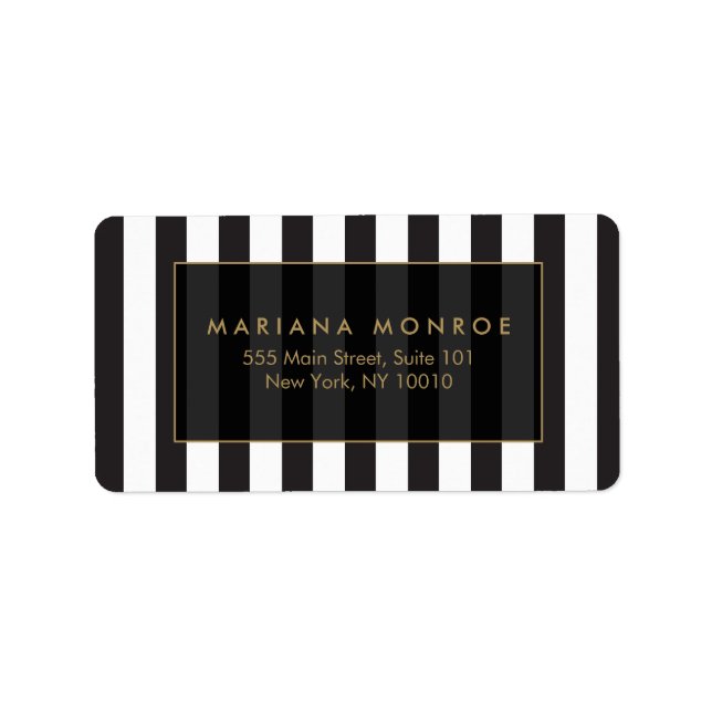 Adressetikett för svart och vitt Rand (Framsidan)