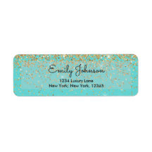 Adressetikett för Teal Blue och Faux Glitter Gnist