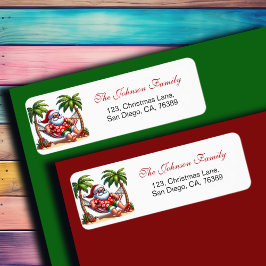 Adressetikett för Tropical Beach & Santa Return Returadress Etikett