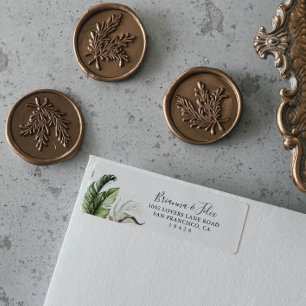 Adressetikett för Tropical Greenery Return i guld Returadress Etikett