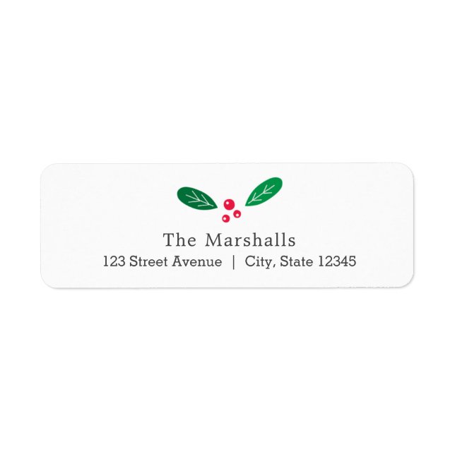 Adressetikett för vinterbär EDITABLE FÄRG Helgdag Returadress Etikett (Framsidan)