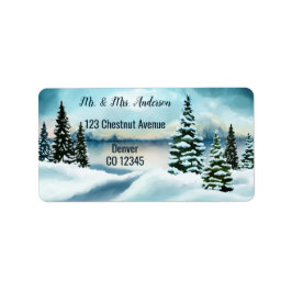Adressetikett för Watercolor Winter Wedding