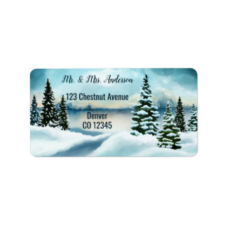 Adressetikett för Watercolor Winter Wedding