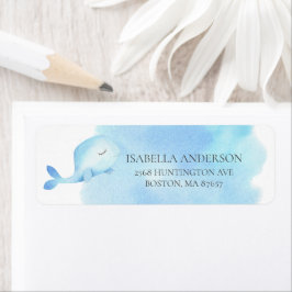 Adressetikett för Whale Baby Shower Returadress Etikett