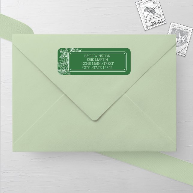 Adressetikett för Wildblomma Blommigt Ram Bröllop Returadress Etikett (Skapare uppladdad)