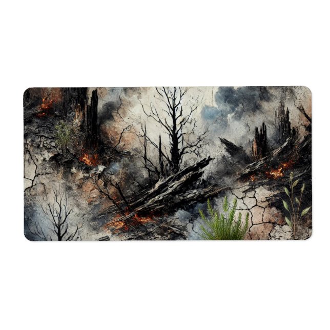 Adressetikett för Wildfire Aftermath Abstrakt Fraktsedel (Framsidan)