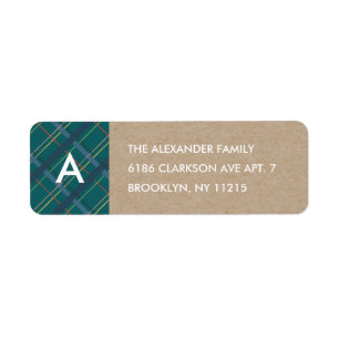 Adressetikett för Winter Play Monogram - Teal Returadress Etikett