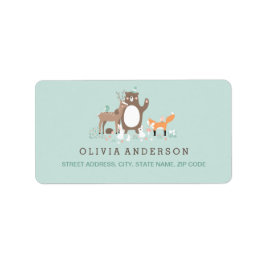 Adressetikett för Woodland Mint och Orange Baby Sh