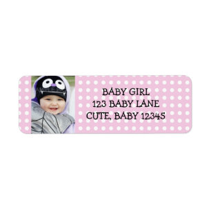 Adressetikett Girly Rosa and White Polka dots Returadress Etikett