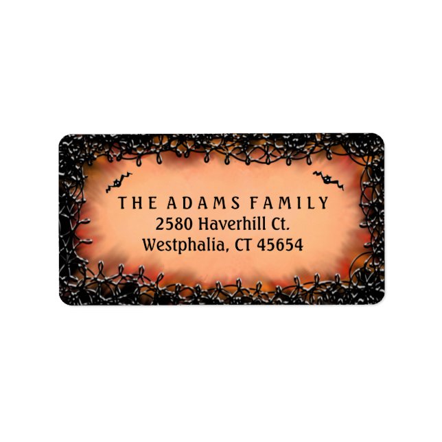 Adressetikett - Halloween-Orange med Black Gräns (Framsidan)