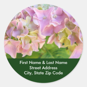 Adressetikett klistermärken Rosa Hydrangea Blommor