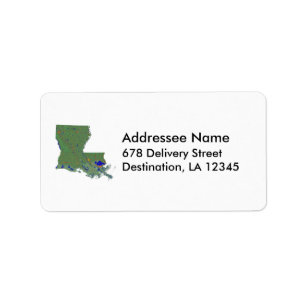 Adressetikett Louisiana Karta