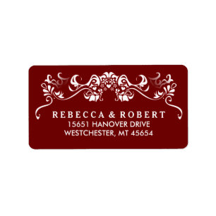 Adressetikett Maroon Red & White Finare Bröllop