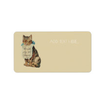 ADRESSETIKETT MED VINTAGE CAT