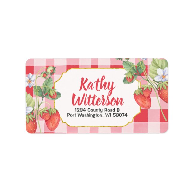 Adressetikett Pastel Berry Sweet Strawberry (Framsidan)