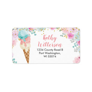 Adressetikett Pastel glass blommigt Baby Shower