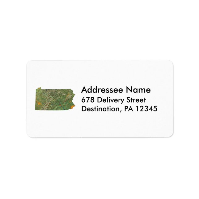 Adressetikett Pennsylvania Karta (Framsidan)