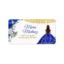 Adressetikett Quinceañera 15 Anos Royal Blue