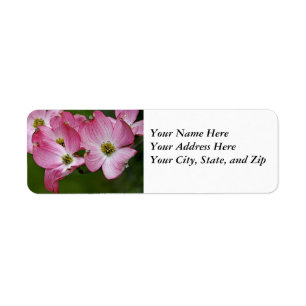 Adressetikett:  Rosa Dogwood Returadress Etikett